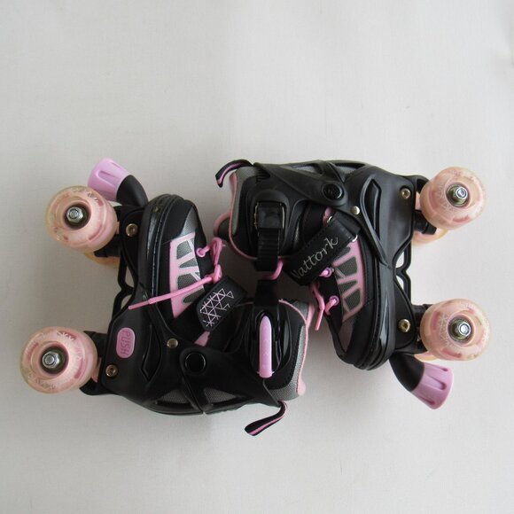 Nattork Sports Black and Pink Roller Skates for Kids Girls 4 Adjustable Sizes - Picture 6 of 14